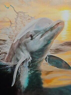 4x6 Dolphin at Sunset Art‎ Print